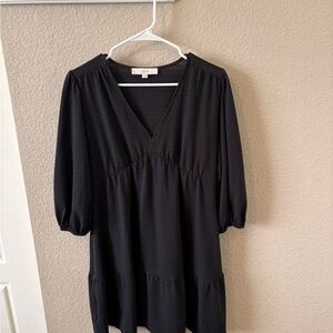 LOFT Charcoal Textured V-Neck Top